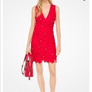 Beautiful short sleeveless red dress.